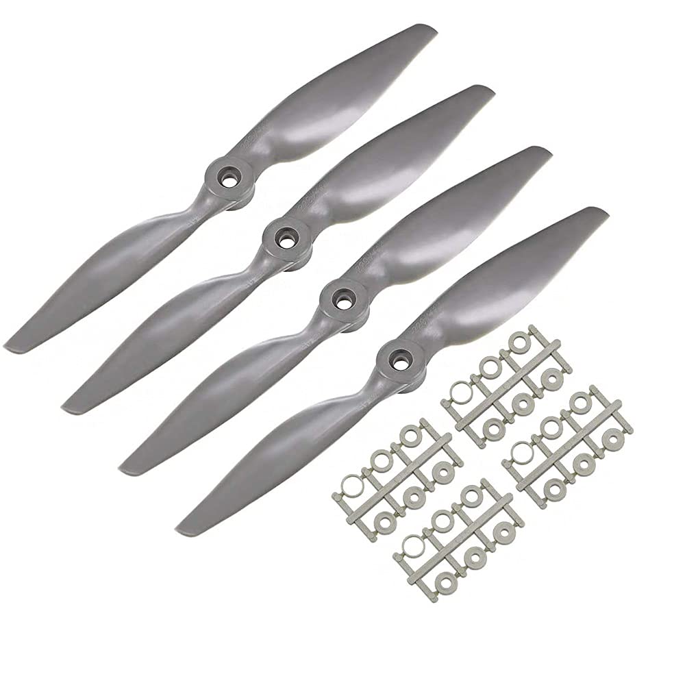 CENPEK 4 Pack RC Propellers CW 7x5 Inch 2-Vane for Airplane Nylon Gray with Adapter Rings