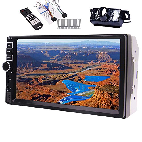 EinCar Rear View Camera Included!Audio Player Double Din, Capacitive Touchscreen, Bluetooth, FM Radio Car Stereo, 7 Inch Digital LCD Monitor, Steering Wheel Control, Aux Input Wireless Remote Control