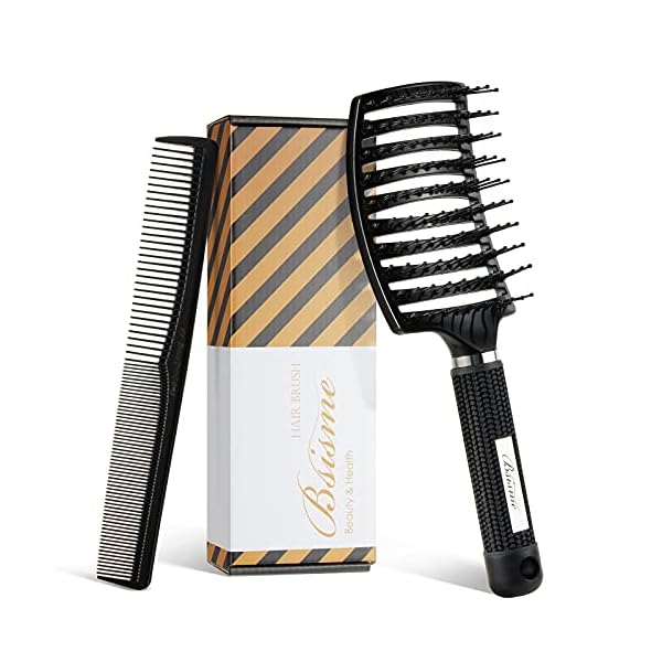 Curved-Vent-Brush-and-Professional-Styling-Brushes-Hair-Detangler-Faster-Blow-Dry-with-Black-Carbon-Anti-static-Barber-Comb-for-Men-Women-Kids-Suitable-for-All-Hair-Types-Giftbox-and-Comb-Included Hair Brush, Curved Vented Brush Faster Blow Drying, Paddle Detangling Hair Brushes for Women Men, Professional Curved…