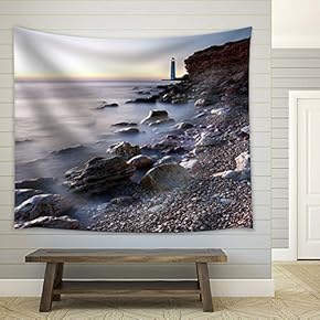 Lighthouse at Seaside - Fabric Tapestry, Home Decor - 51x60 inches