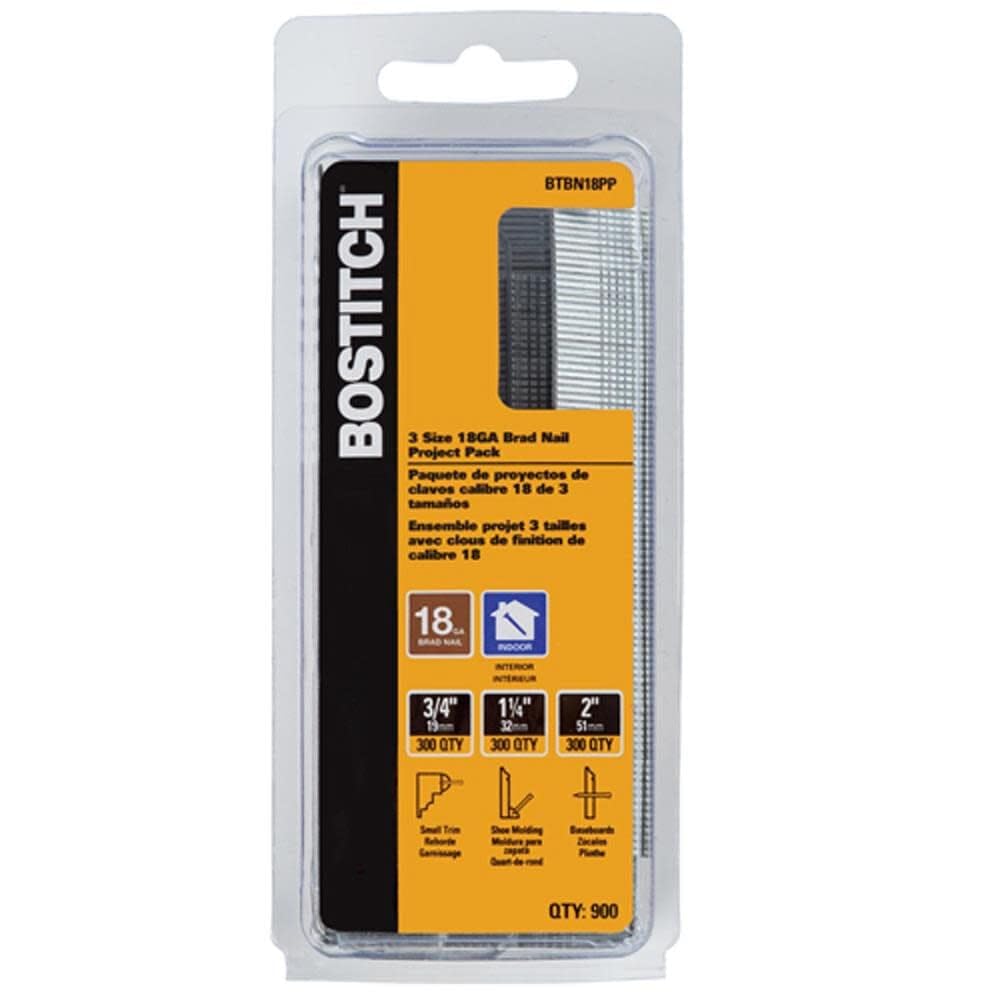 Bostitch 18-Gauge Pro Pack Brad Nails | Precision Fasteners for Trim, Crown Molding & Cabinetry