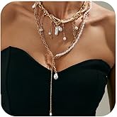 Dainty Layered Beads Irregular Pearl Choker Tassel Y Necklace for Women Trendy Unique Beaded Pearls Chain Necklaces Y2k Prom Party Jewelry Set Gifts