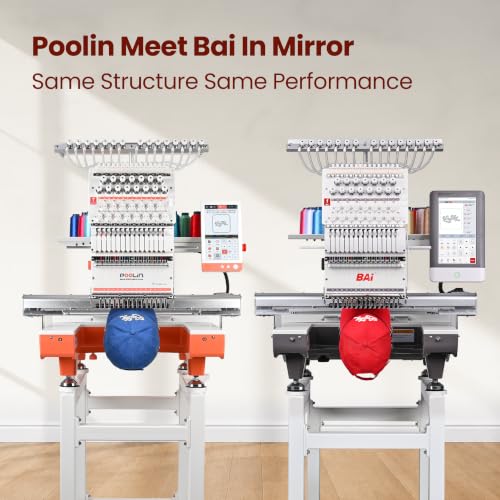 POOLIN Multi Needles Commercial Embroidery Machine with Auto Color Change, 13.8x19.7 Inch Embroidery Area, WiFi Transfer, Includes All Accessories for Hats, T-Shirts & Hoodies