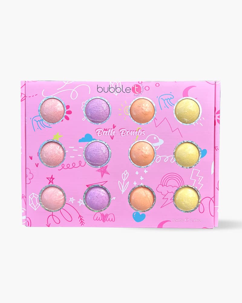 Bubble T Cosmetics Giant Mixed Fruits Bath Bomb Fizzer Gift Set (12 x 85g)
