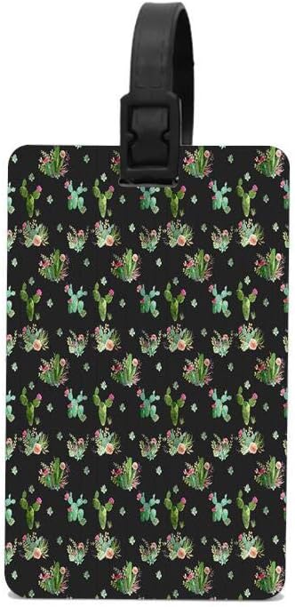 PoppyAnthony Western Cactus Flowers Black Cunstom Luggage Bag Tags Travel Tags Travel ID Tag