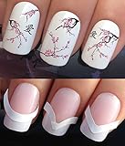 WATER NAIL TRANSFERS DECALS STICKERS ART SET #633 & 172. **plus x48 nail tip guides!!** x24 ORIENTAL SAKURA CHERRY TREE BLOSSOM TATTOO WRAPS & x48 FRENCH MANICURE TIP GUIDES! CAN BE USED WITH NATURAL GEL ACRYLIC STICK ON NAILS! OR WITH GLITTER DUST CAVIAR BEADS ALLOYS DECORATIONS CONFETTI FIMO SHAPES TAPE PENS RHINESTONES!