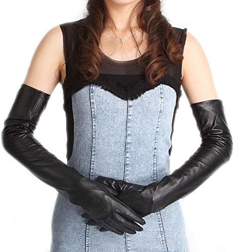 FINILUO women winter warm real sheep leather evening long opera gloves