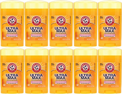 Arm & Hammer Ultra Max Solid Antiperspirant Deodorant, Powder Fresh, 1 Ounce Travel Size (Pack of 10)