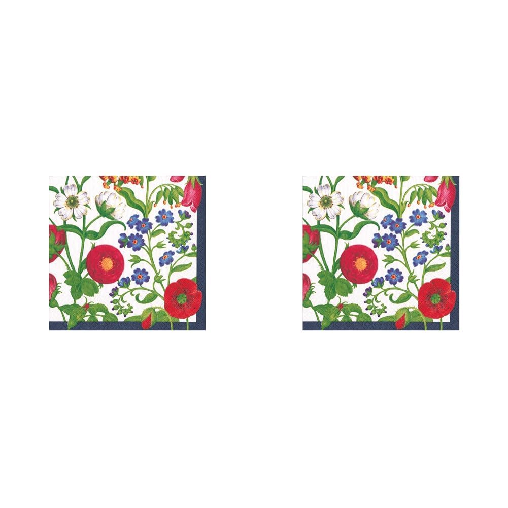 Caspari Cloisters Garden Paper Cocktail Napkins in White - 20 Per Box (Pack of 2)