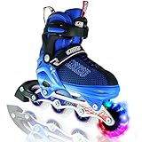 Crazy Skates 168 Kids Adjustable Inline Skate - Adjusts 4 Sizes (168B) (Blue/Red, MEDIUM - M2-5 / L3-6)