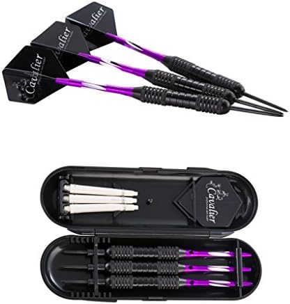 Darts, Profi Steeldarts dart 22 g Dartset tournament Steel Tip Brass Barrels Nickle Planting Darts Set with Aluminum Shafts and Case in Hard Black Box Case (Purple)