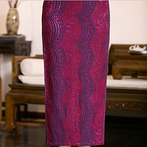 Angcoco Women's Cap Sleeve Lace Style Maxi Cheongsam Dress China Qipao - Image 8