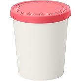 Tovolo 1 Quart Ice Cream Containers with Lid for Homemade Ice Cream Toppings Supplies, Air Tight Silicone Lid Reuseable Ice Cream Storage for Freezer Dishwasher Safe Frozen Treat Tub, Flamingo Pink