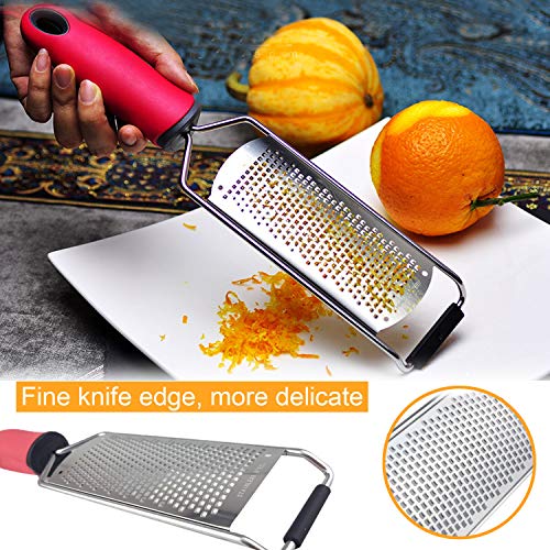 Premium Cheese Grater Citrus Lemon Zester Hand Grater Stainless Steel Blade Protect Cover Brush Dishwasher Safe Easily Shreds & Grates Vegetables Hard Cheeses Parmesan Other Foods Perfect - Thumbnail 3