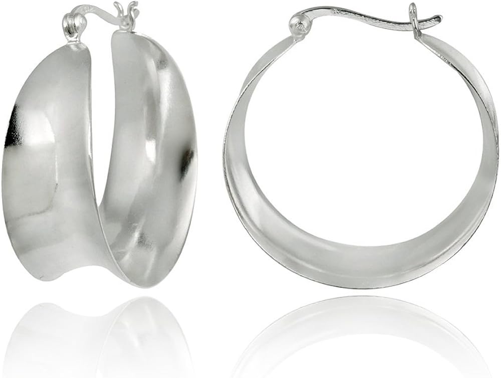 Sterling Silver Half Round Fashion Hoop Earring Jewelry