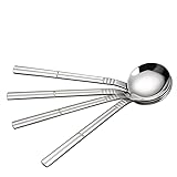 Saedy Round Soup Spoons, 12 Pieces Bouillon Spoon, Stainless Steel