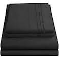 Queen Size Bed Sheets - Breathable Luxury Sheets with Full Elastic & Secure Corner Straps Built In - 1800 Supreme Collection Extra Soft Deep Pocket Bedding Set, Sheet Set, Queen, Black