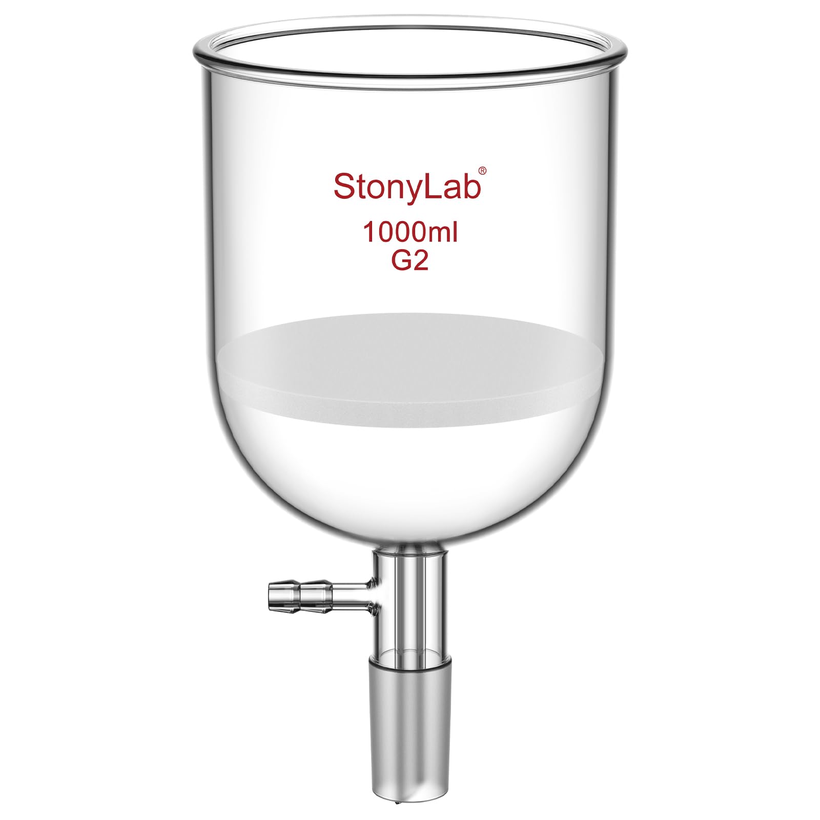 StonyLab Borosilicate Glass Buchner Filtering Funnel 1000ml with Medium Frit(G2), 113mm Inner-Diameter,110mm Depth, with 24/40 Standard Taper Inner Joint and Vacuum Serrated Tubulation (1000ml)