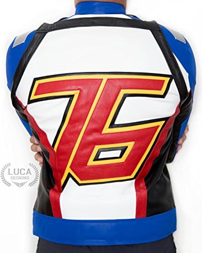 Luca Designs Mens Overwatch Game Soldier 76 Faux Leather Jacket (Blue, Medium)