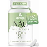 Clarusph NAC Supplement for Lung* & Respiratory & Immunity* | N-Acetyl Cysteine for Antioxidant | 4-in-1 N-Acetyl-L-Cysteine 1200mg | Glycine NAC | N Acetyl Cysteine | Vegan, Gluten Free, 90 Capsules