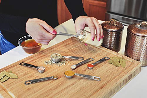 Stainless Steel Measuring Spoons Set of 7: Metal Spoon Sets for Dry & Liquid Ingredients Measurement - Home Kitchen Gadget, Tool & Utensils for Cooking & Baking - Perfect Wedding or Housewarming Gift - Thumbnail 6