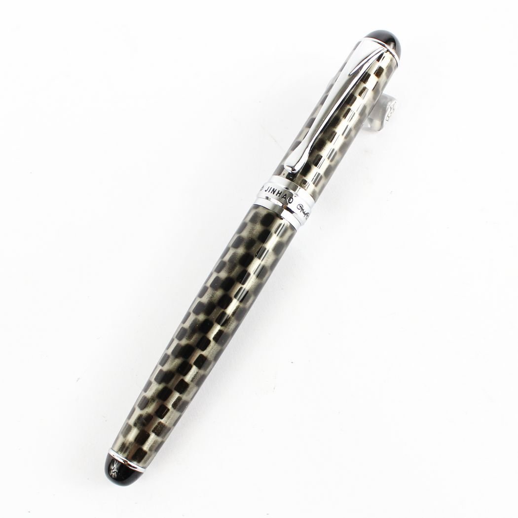 Gullor Luxury Jinhao 750 fountain pen with black and silver lattice shape