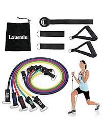 Juego de bandas de resistencia con asas, anclaje de puerta, correas de tobillo y guía de entrenamiento. Bandas de ejercicio Lxuemlu para hombres y mujeres, entrenamiento de resistencia, entrenamiento en casa.