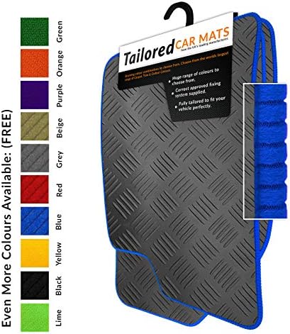 Rubber Car Mats FOR Mercedes Actros 2012+ Luxury Diamond Rubber - Blue Ribbed Trim [DIAMRUB-1463]