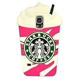 S5 Case,Galaxy S5 Case,Galaxy S5 Silicone Case,Tribe-Tiger Cartoon Starbucks Ice Cream Silicon Gel Rubber Case Cover Skin for Samsung Galaxy S5 i9600(Strawberry Cream)