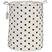 Sea Team 19.7 Inches Large Sized Waterproof Coating Ramie Cotton Fabric Folding Laundry Hamper Bucket Cylindric Burlap Canvas Storage Basket with Stylish Stars Design (19.7