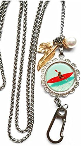 RainbowSky Kayak Kayaker Paddle Canoe Chain Lanyard Necklace Bracelet Keychain Eyeglass Holder for ID Card Name Tag Badge Holder with Clasp, C411