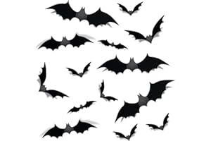 NIVIY 90 Pcs Halloween Decorations Bats PVC 3D Wall Bats Scary Stickers Halloween Party Supplies Bathroom Indoor Outdoor Window Door Halloween Decor