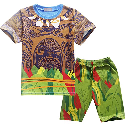 AOVCLKID Maui Boys Cartoon Comfy Loose PJS Fit 2-Piece Shorts Pajama Set Sleepwear Moana
