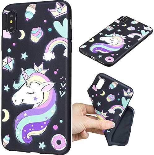 YKTO iPhone XS Max 6.5 inch Case 3D Premium Soft Silicone Animal Cover Ultra Slim Shockproof Non-slip Anti-Fingerprint Shell for iPhoneXS Max Rainbow Unicorn