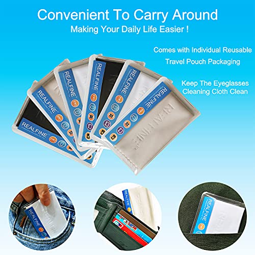 REALFINE Eyeglass Cleaner with Individual Reusable Pouch, Safe for All