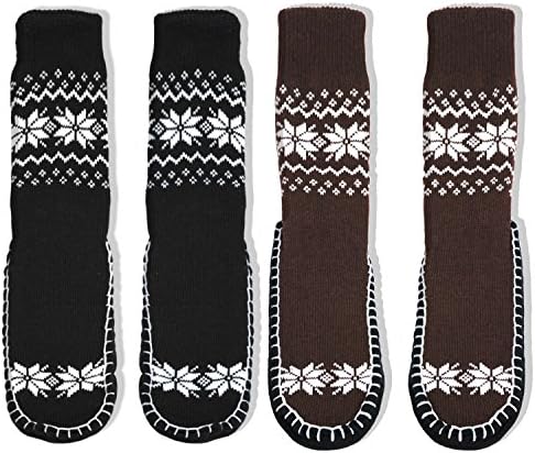 Adults 1 or 2-PK Knitted Slipper Socks with NON-Slip Skids