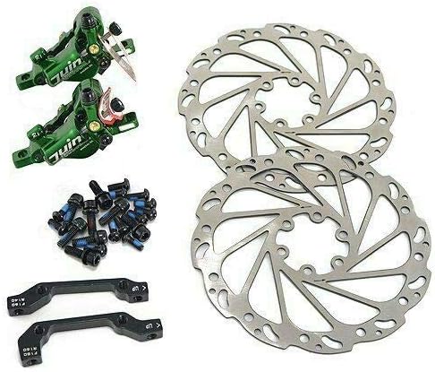 Juin Tech R1 Hydraulic Road CX Disc Brake set 160mm w/Rotor (Front+Rear),Green #ST1674