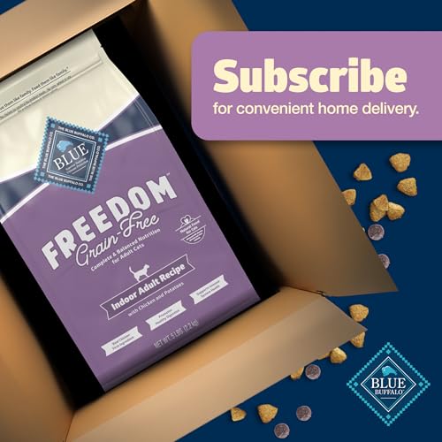 BLUE BUFFALO FREEDOM GRAIN-FREE ADULT DRY CAT FOOD, COMPLETE & BALANCED NUTRITION FOR INDOOR CATS, MADE WITH NATURAL INGREDIENTS, CHICKEN RECIPE, 5-LB. BAG