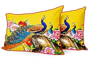 DreamVio Jute Fabric Printed Decorative Throw/Pillow Covers, Cushion Covers for Living Room, Bed Room, Sofa,Chairs,Pillow Cases, Pillow Covers Set of 2, Size 18x27 Inches Style123