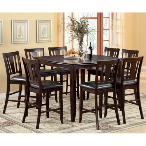 Ethan Espresso Finish Transitional Style 9-Piece Counter Height Dining Set