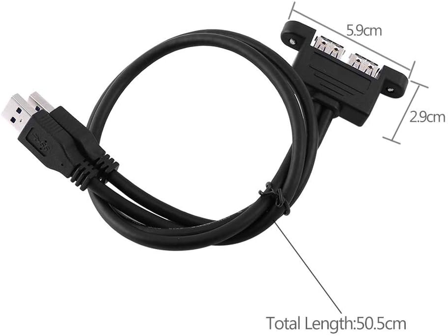 VBESTLIFE Combo Dual USB 3.0 Male to Female Extension Cable with Screw Socket Panel Mount Holes - Image 4