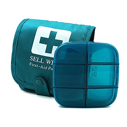 SHD Portable Pill Box Organizer , Travel Pill container,Large Medicine container with 7 Compartments PillsCase for Rescription, Medicine, Vitamin ,Storage Box Organizer for First Aid Kit
