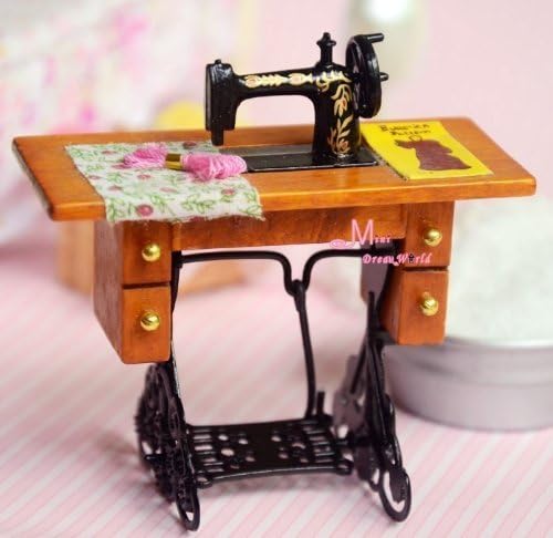 Vintage Grandma's Sewing Machine Sewing Table 1:12 Dollhouse Miniature
