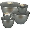 Just Pudding Basins Silver Space Saving Set of Plastic Steam Pudding Bowls and Lids 5 Popular Sizes Up To 3 Pints