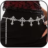 Silver Star Chain Belt for Women Punk Waist Chain Belt Adjustable Metal Star Belts Y2k Body Jewelry Jeans Dresses Decorative Accessories