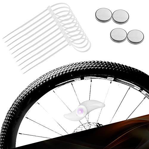 YuCool 10 Packs Bike Spoke Light, Colorful Bike Wheel Lights LED Bike Light with 10 Pcs CR2032 Batteries 10 Pcs Zip Ties for Bicycle Wheel Decoration-5 Colors