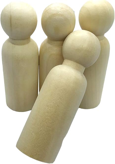 unpainted wooden peg dolls