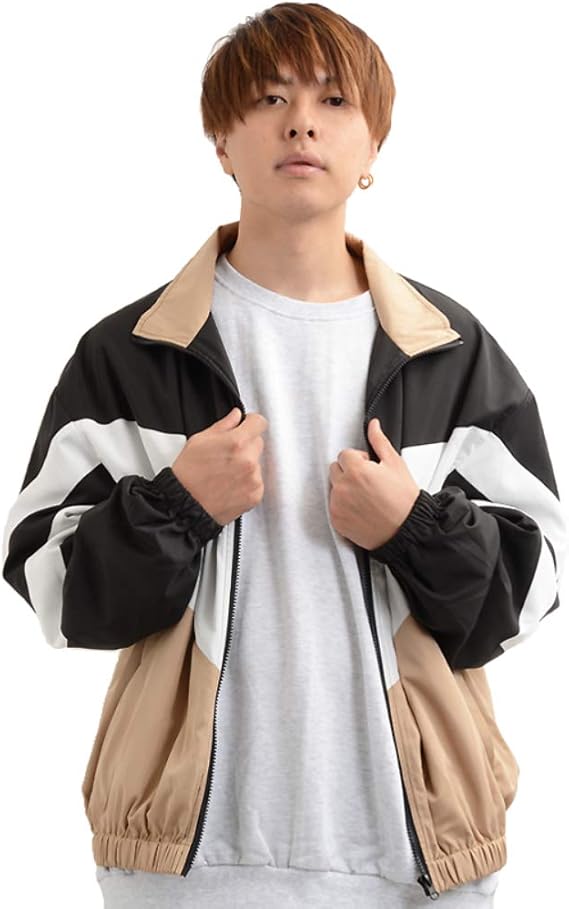 Amazon アウター ジャケット ブルゾン メンズ レディース トラックジャケット ジップアップ 袖ライン 長袖 韓国 ファッション スポーツ ストリート ペア ペアルック カップル お揃い オーバーサイズ コート ジャケット 通販