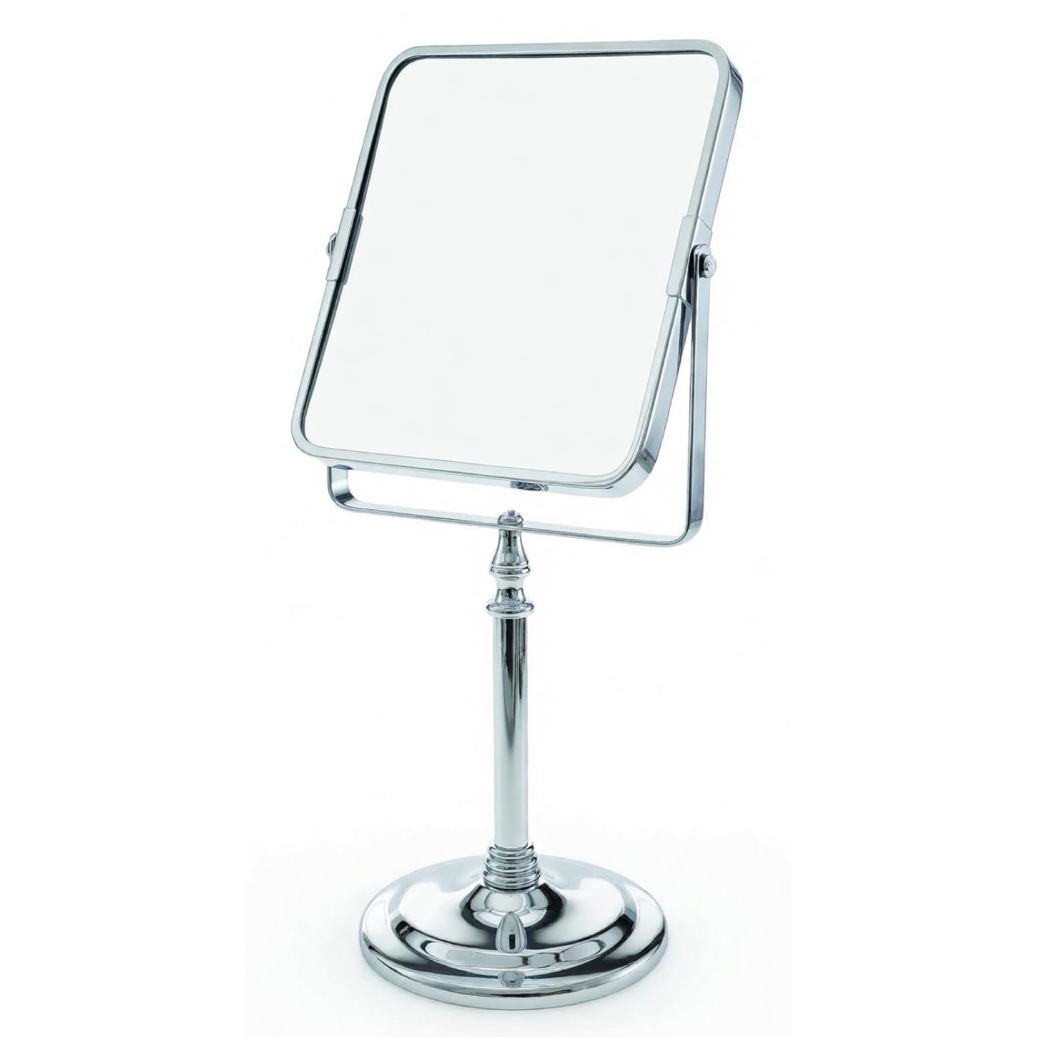 Blue Canyon Free Standing Square Vanity Mirror – Double Sided 1x/2x Magnification – Lightweight & Compact Dressing Table Mirror for Shaving & Applying Makeup – 16cm (L) x 12cm (W), Chrome Finish