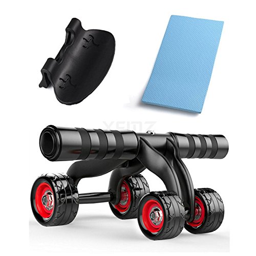 Fitness Ab Wheel Roller & Knee Mat & Brake Pads, Reinforced Handles Rollout Trainers, Body Strength Training Machine, Abdominal Gym Tool, Abs Core Workout Exerciser, for Athletes Home Office